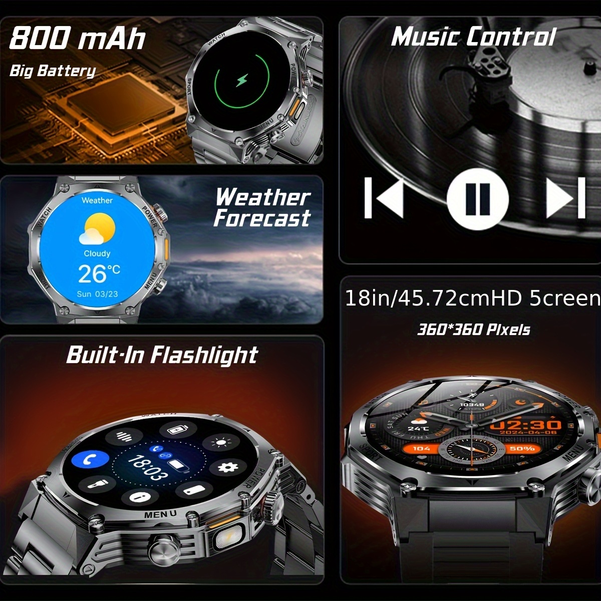 Smartwatch mit 800 mAh Akku – Dein smarter Begleiter für Alltag & Sport – Bild 8